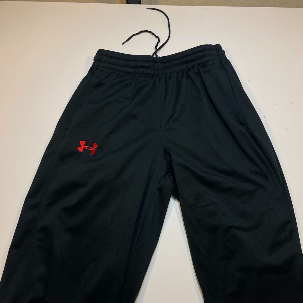 UNDER ARMOUR Athletic Sweat Pants Sz Mens S Black & Red